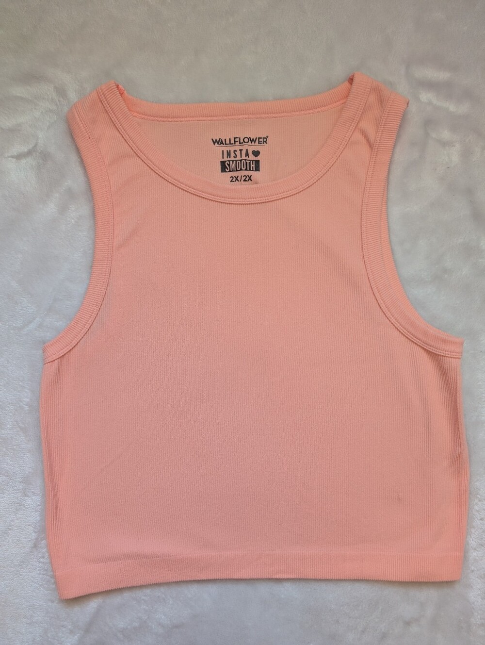 WallFlower Insta Smooth Peach Pink Ribbed Crop Tank Top Women's Plus Size 2X